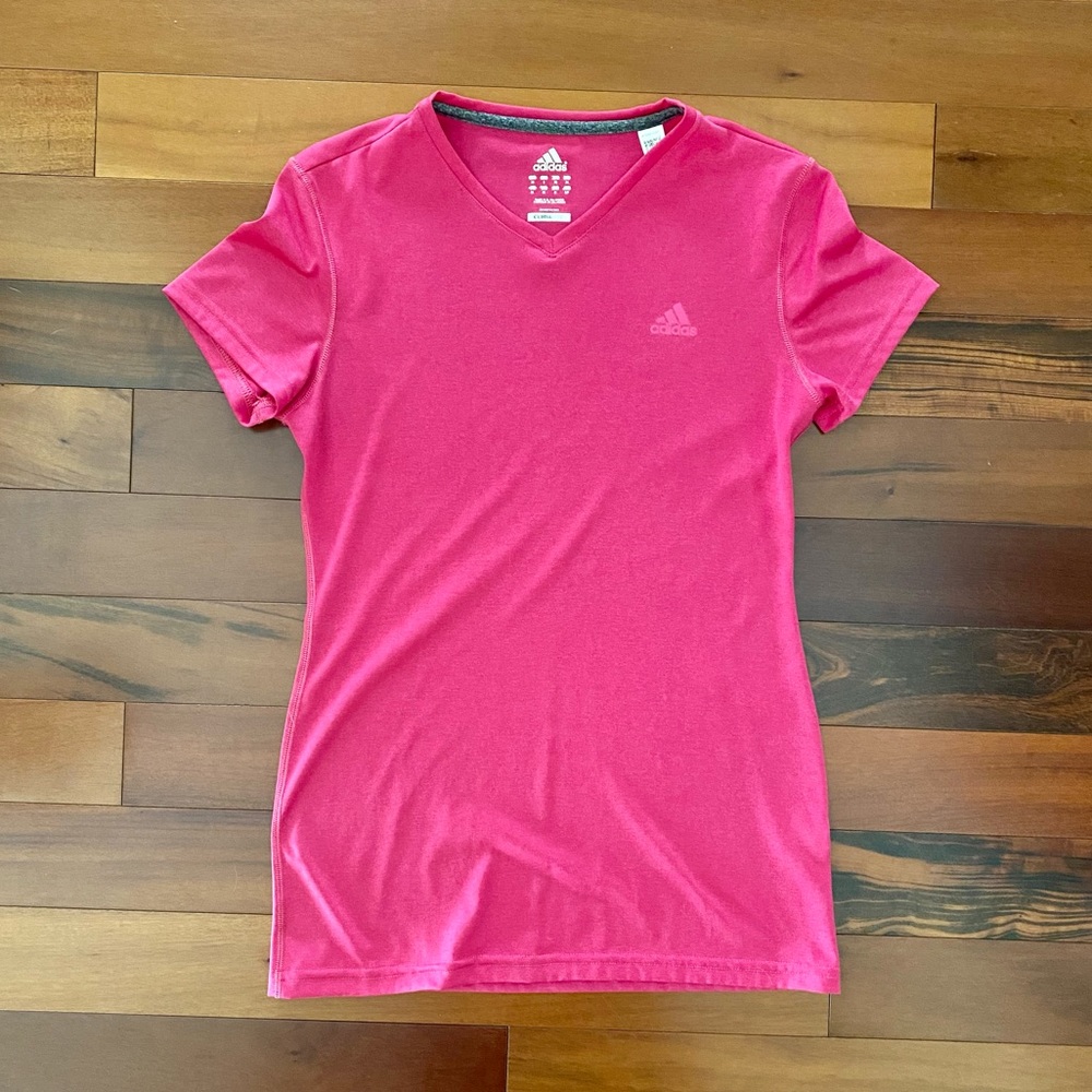 [Adidas] Hot Pink V-Neck Top